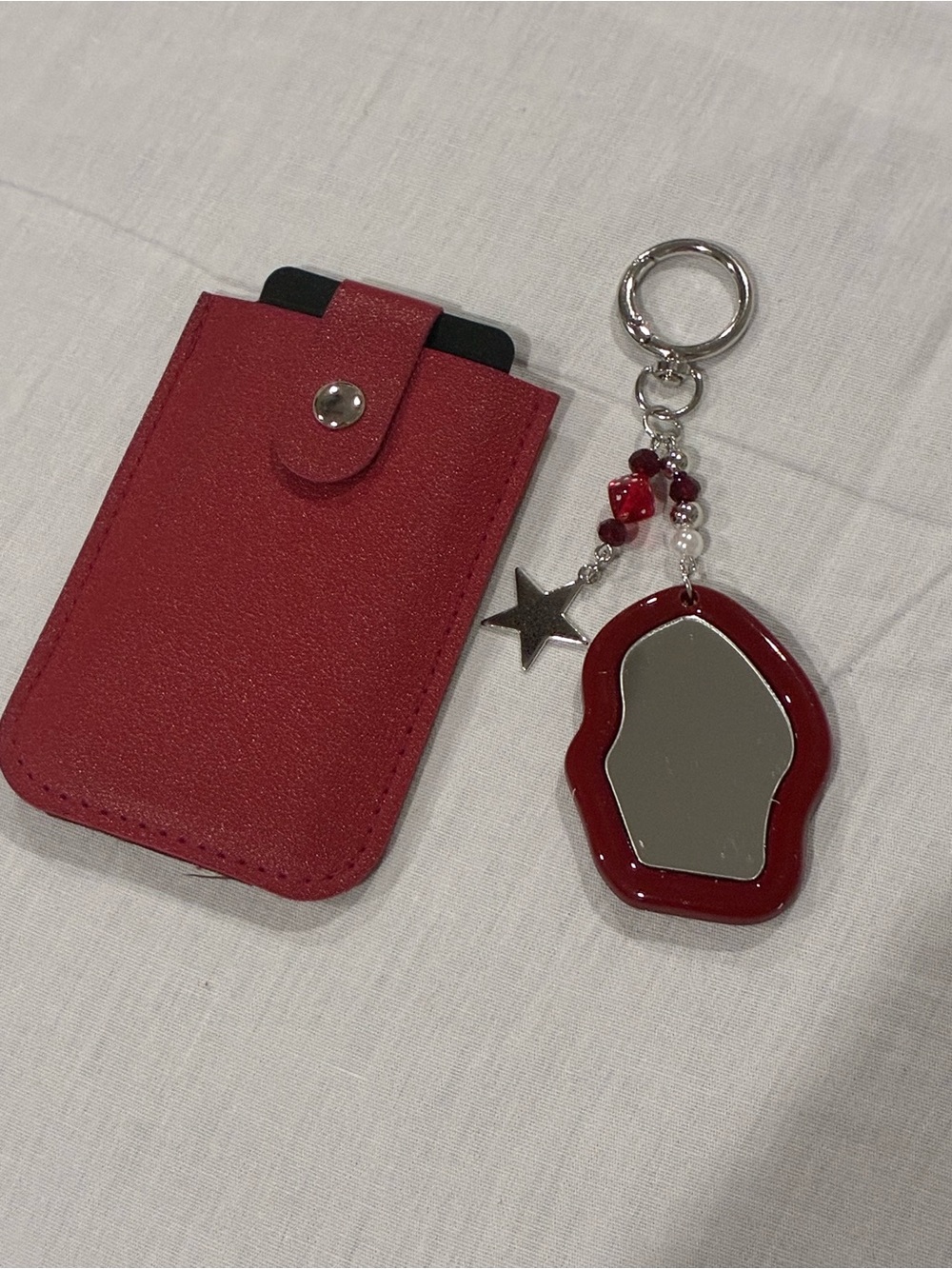 Red Card Holder & Keychain Set - Picture 1 of 6